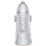 Silver car charger with 'Power 3.0' branding on a white background