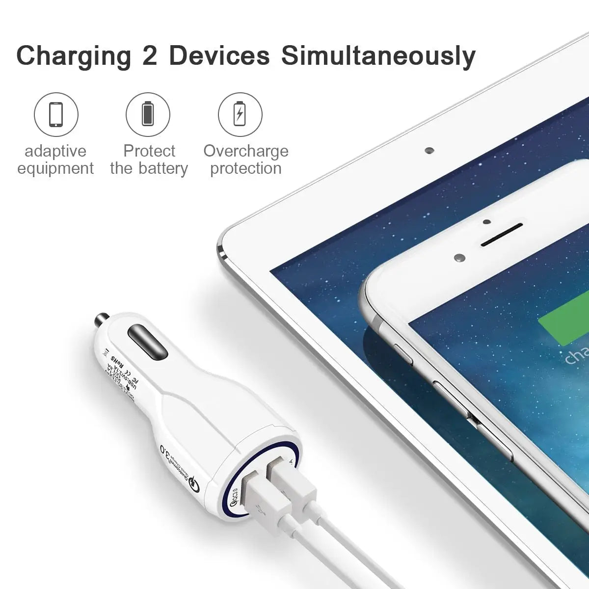 Quick Charge 3.0 Car Charger For Mobile Phone Dual Usb Car Charger Qualcomm Qc 3.0 Fast Charging Adapter Mini Usb Car Charger Charge Hub X