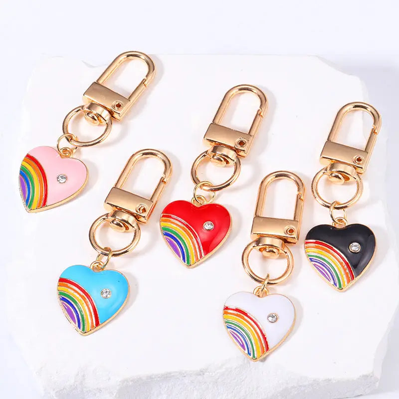 Rainbow Love Metal Keychains Handbag Ornaments Charge Hub X
