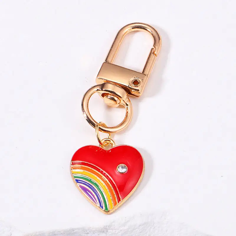 Rainbow Love Metal Keychains Handbag Ornaments Charge Hub X