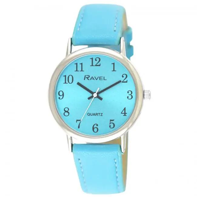 Ravel Ladies Classic Brights Leather Strap Watch Bright Blue Ravel