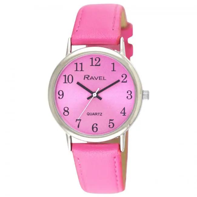 Ravel Ladies Classic Brights Leather Strap Watch Bright Pink Sekonda