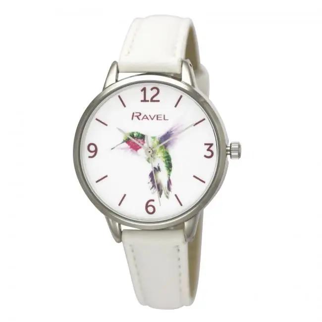 Ravel Ladies Hummingbird Leather Strap Watch - White RF010.4 Ravel