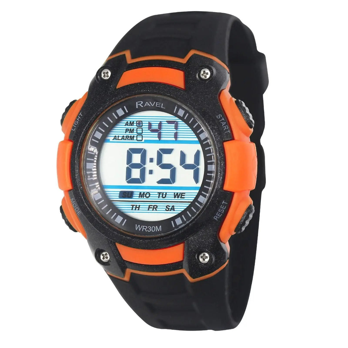 Ravel Mens 3ATM Digital Sports Black/Orange Watch RDG.14.16 Ravel