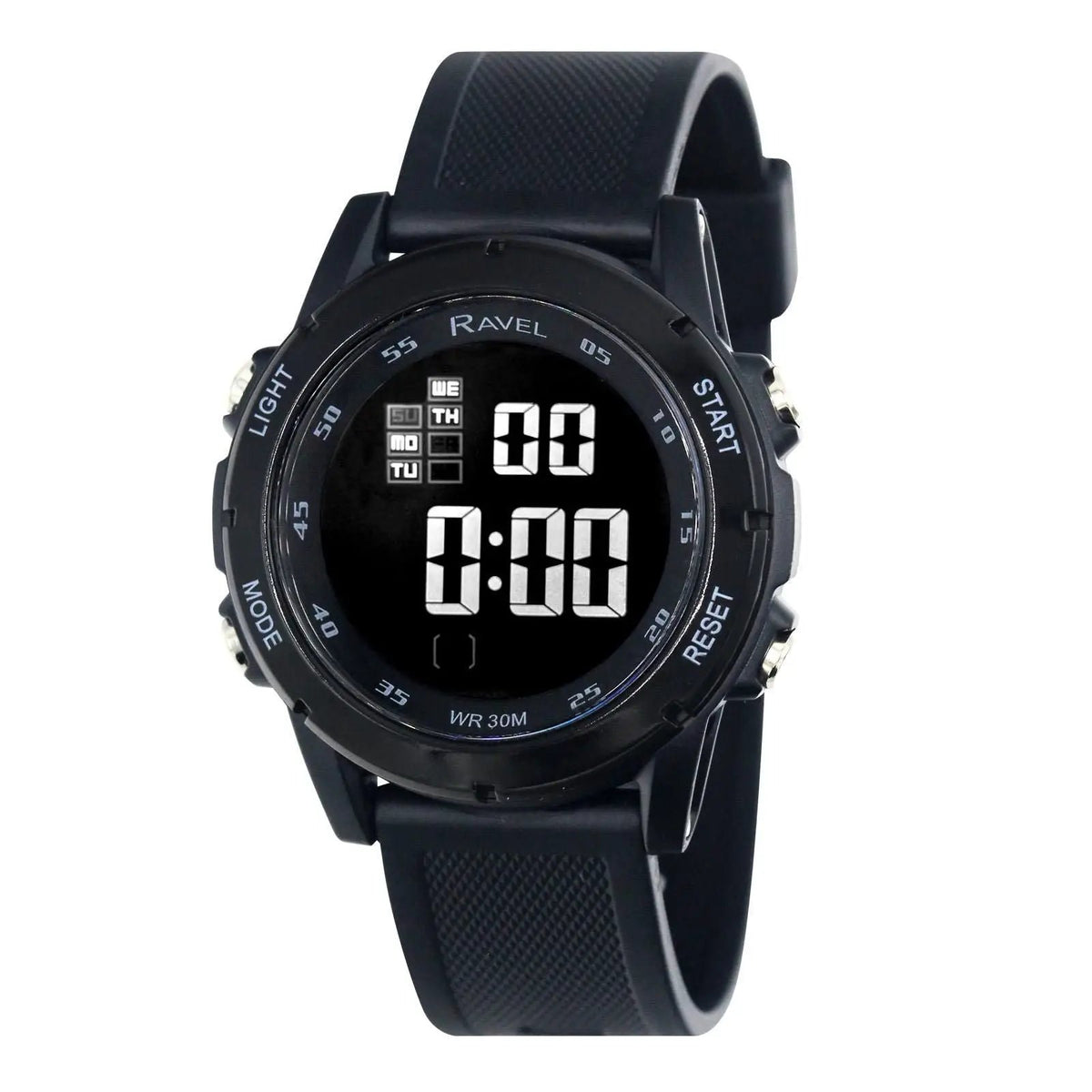 Ravel Mens 3ATM Digital Sports Black Watch RDG.14.21 Ravel