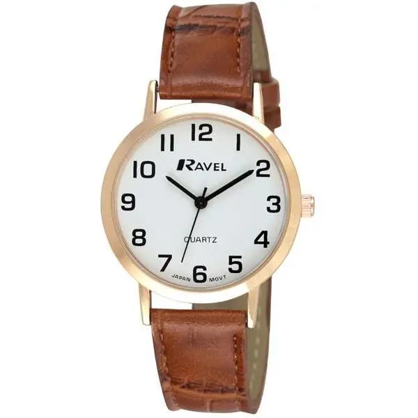 Ravel Mens Classic Strap Watch Brown / Gold Watch R0102.14.1A RAVEL