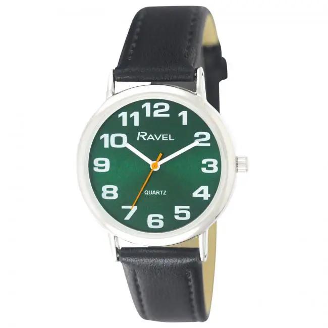 Ravel Unisex Classic Green Dial Black Strap Watch R0105.48.1 Ravel