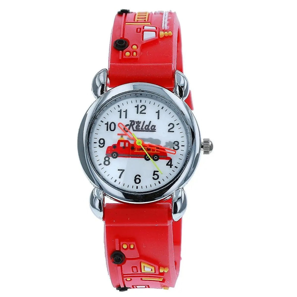 Relda Children's Analogue 3D Fire Engine Red Silicone Strap Boy's Watch REL48 Relda