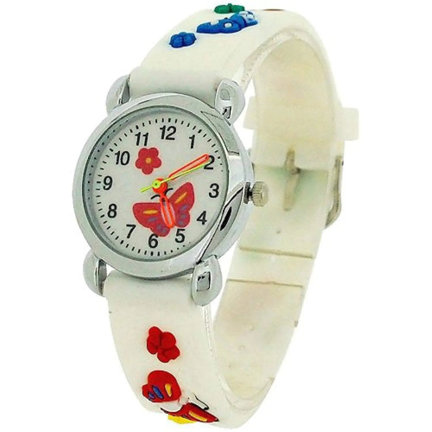 Relda Children's Analogue 3D Multicolor Butterfly White Silicone Strap Girl's Watch REL40 Relda