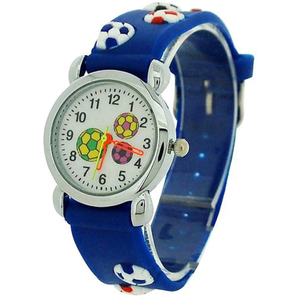 Relda Children's Analogue 3D Soccer Football Blue Silicone Strap Boy's Watch REL45 Relda