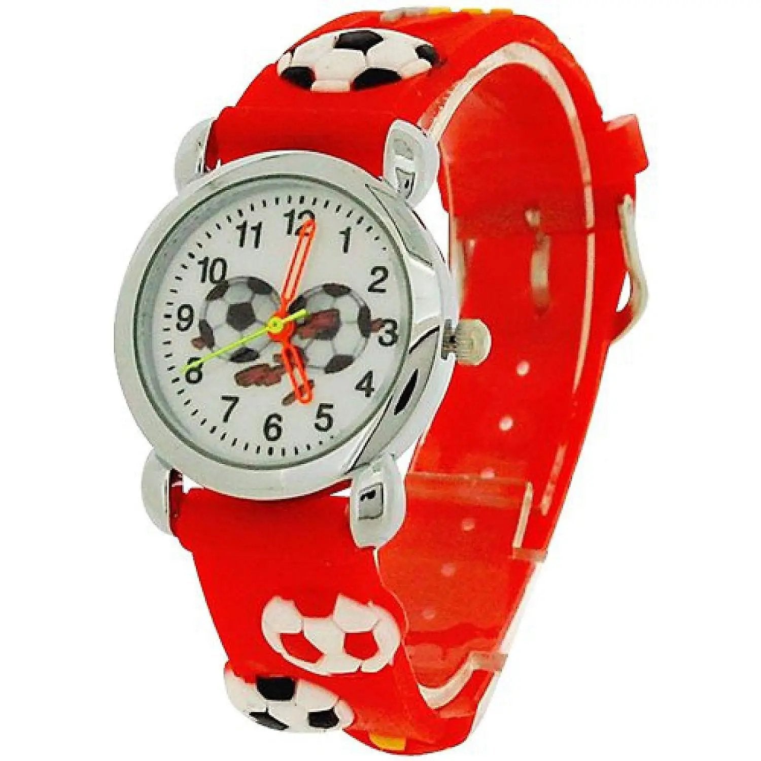 Relda Children's Analogue 3D Soccer Football Red Silicone Strap Boy's Watch REL46 Relda