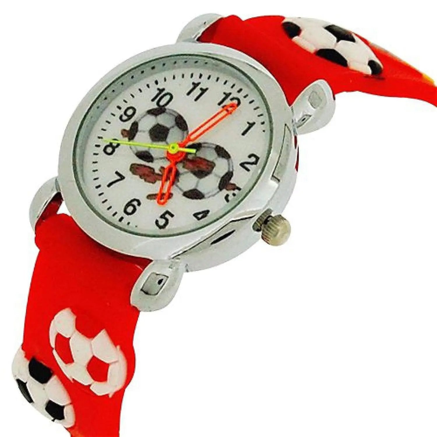 Relda Children's Analogue 3D Soccer Football Red Silicone Strap Boy's Watch REL46 Relda