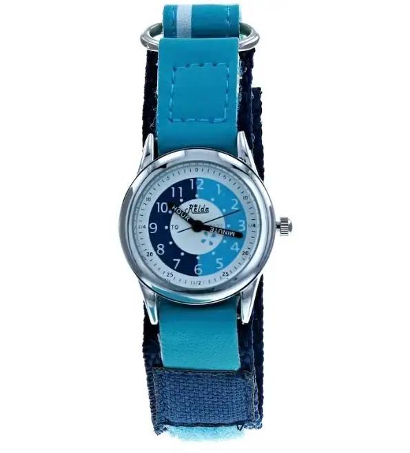 Relda Children's Time Teacher Analogue Blue Velcro Strap Boy's Watch REL15 Relda