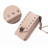 Rivet Design Shoulder Bags Mobile Phone Handbag Solid Color Crossbody Bags Women Charge Hub X
