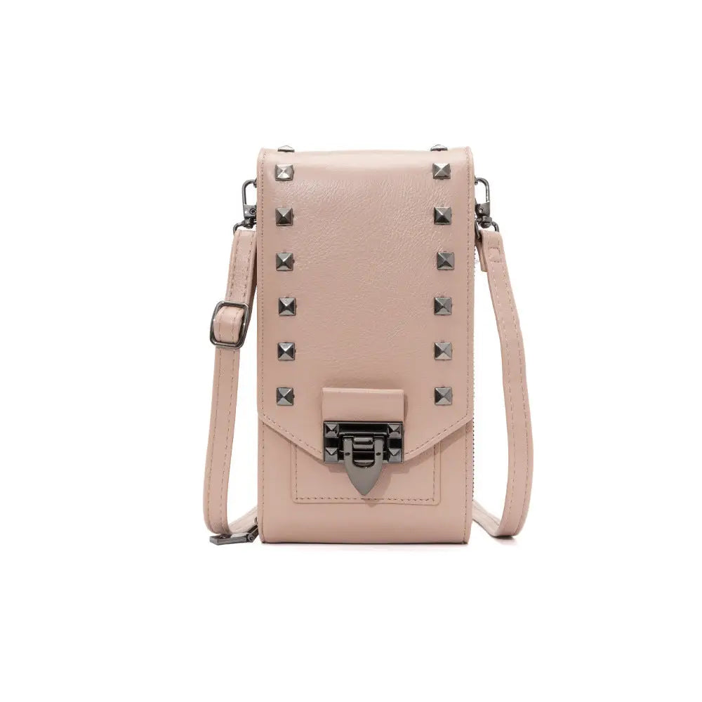 Rivet Design Shoulder Bags Mobile Phone Handbag Solid Color Crossbody Bags Women Charge Hub X