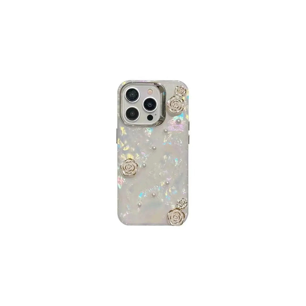 Shell Pattern Camellia Flower Phone Case Cute Protective Cover Charge Hub X