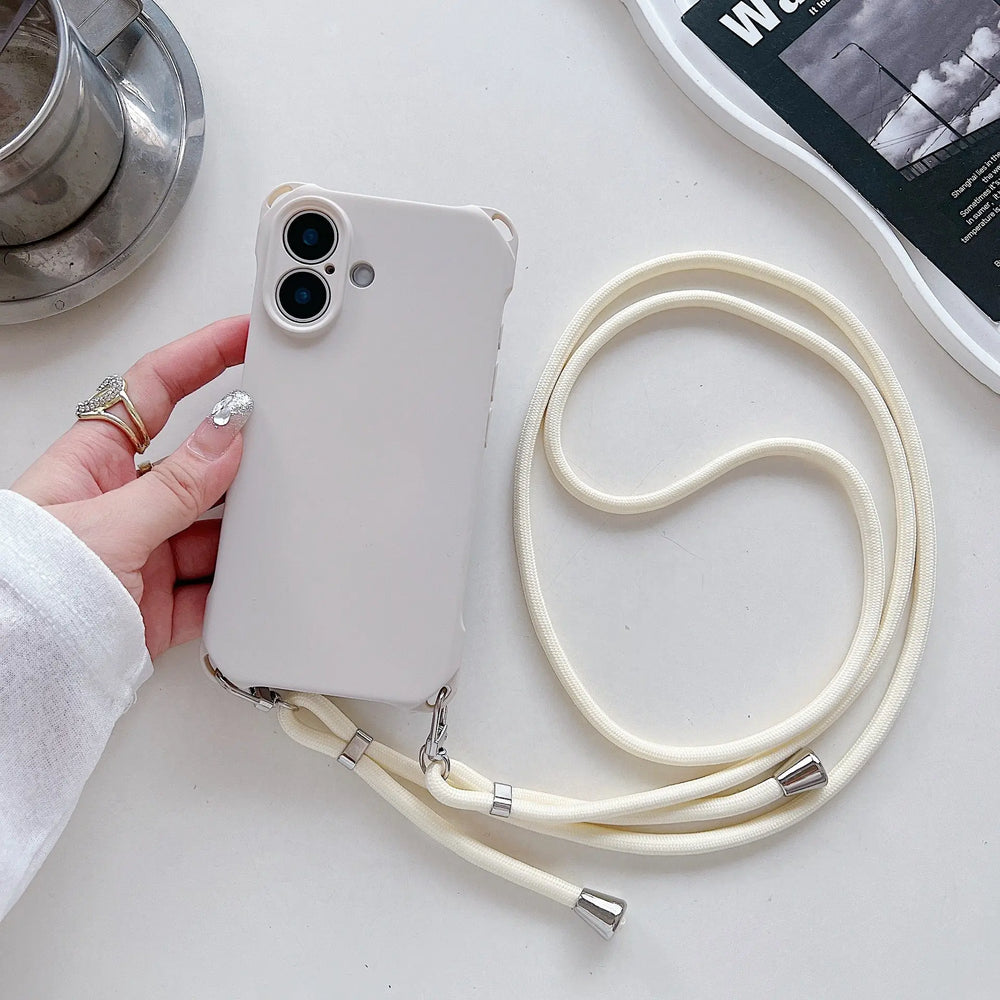Soft Silicone Phone Case with Lanyard for iPhone Charge Hub X
