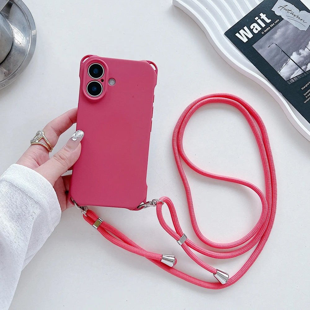 Soft Silicone Phone Case with Lanyard for iPhone Charge Hub X