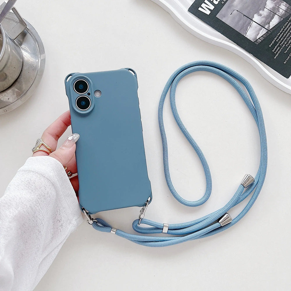 Soft Silicone Phone Case with Lanyard for iPhone Charge Hub X