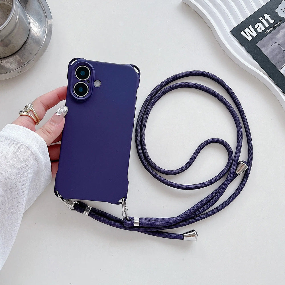 Soft Silicone Phone Case with Lanyard for iPhone Charge Hub X