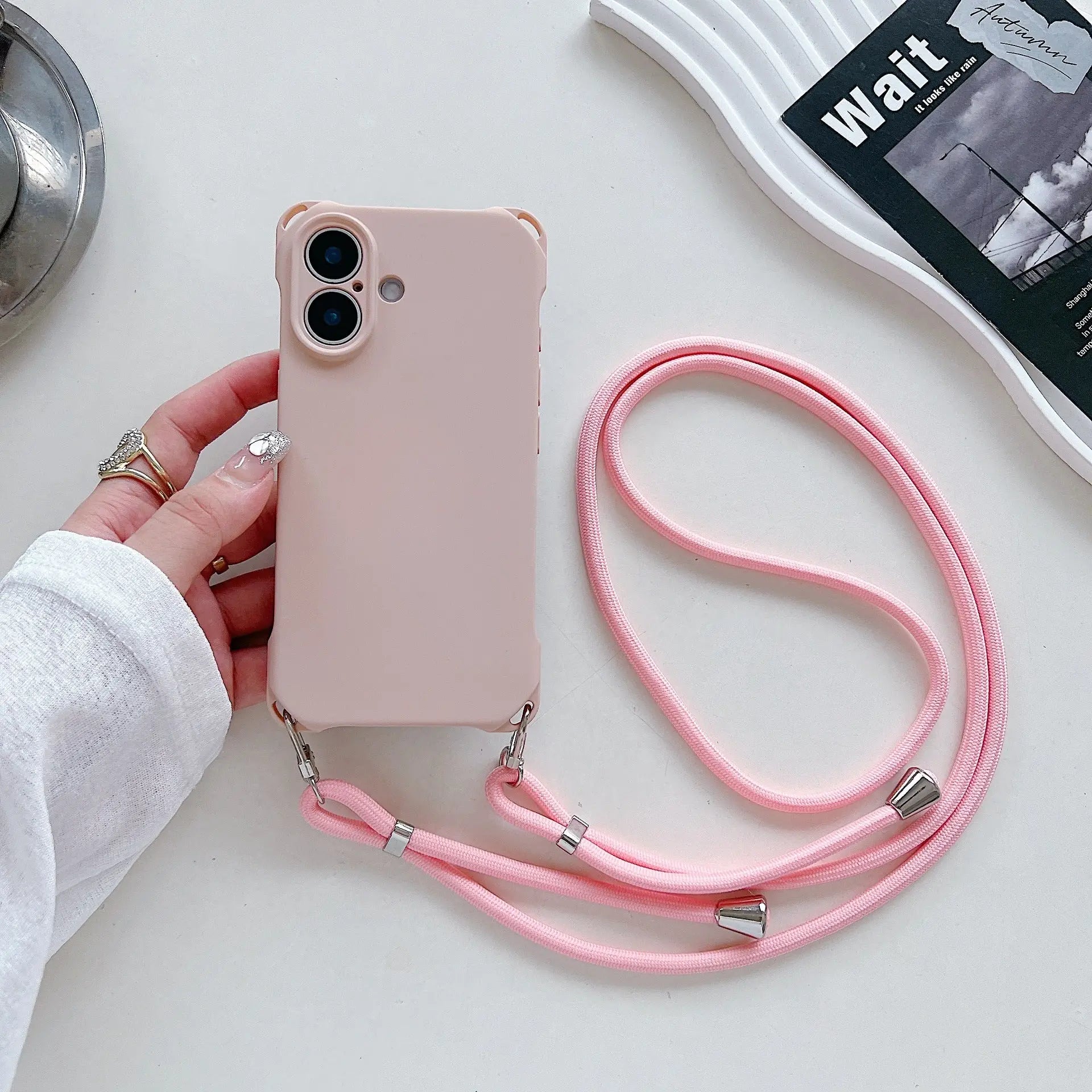 Soft Silicone Phone Case with Lanyard for iPhone Charge Hub X