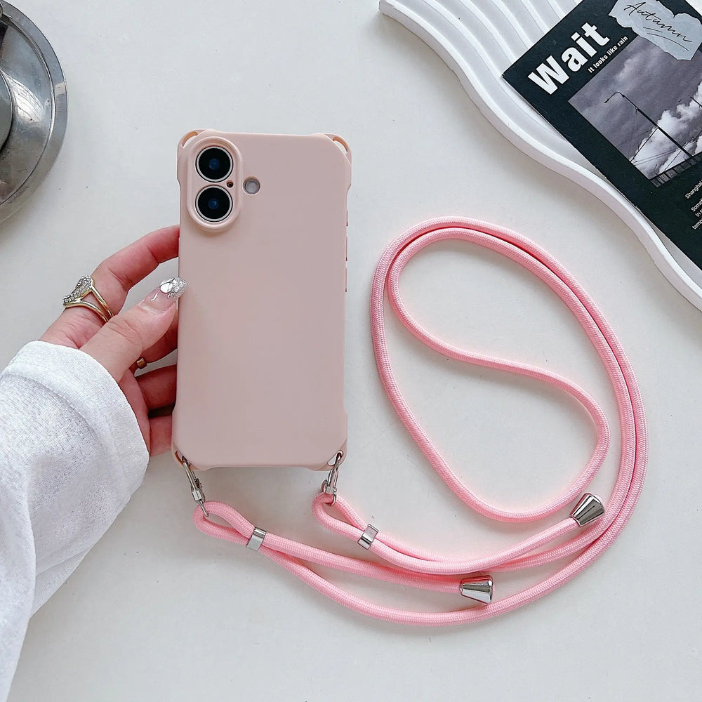 Soft Silicone Phone Case with Lanyard for iPhone Charge Hub X