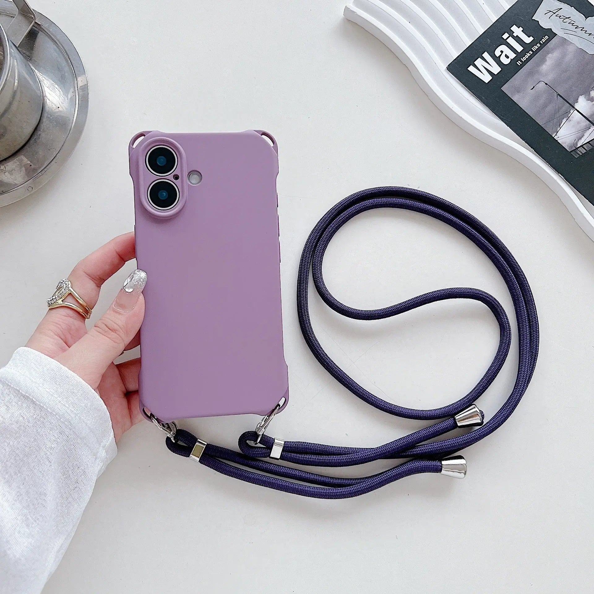 Soft Silicone Phone Case with Lanyard for iPhone Charge Hub X