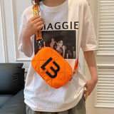 Solid Color Small Square Bags Women Fashion Underarm Bag Rhombic Sewing Shoulder Messenger Bags Charge Hub X