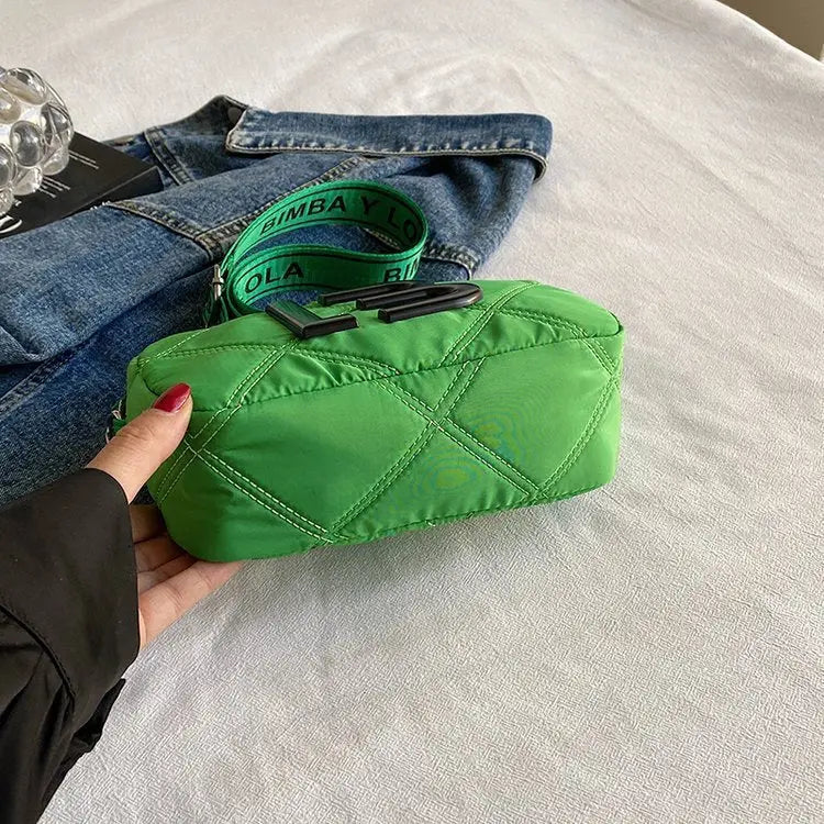 Solid Color Small Square Bags Women Fashion Underarm Bag Rhombic Sewing Shoulder Messenger Bags Charge Hub X