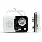 Soundz SZ412 AM/FM Bluetooth Radio with USB Port And SD Card Slot, Black/White Soundz