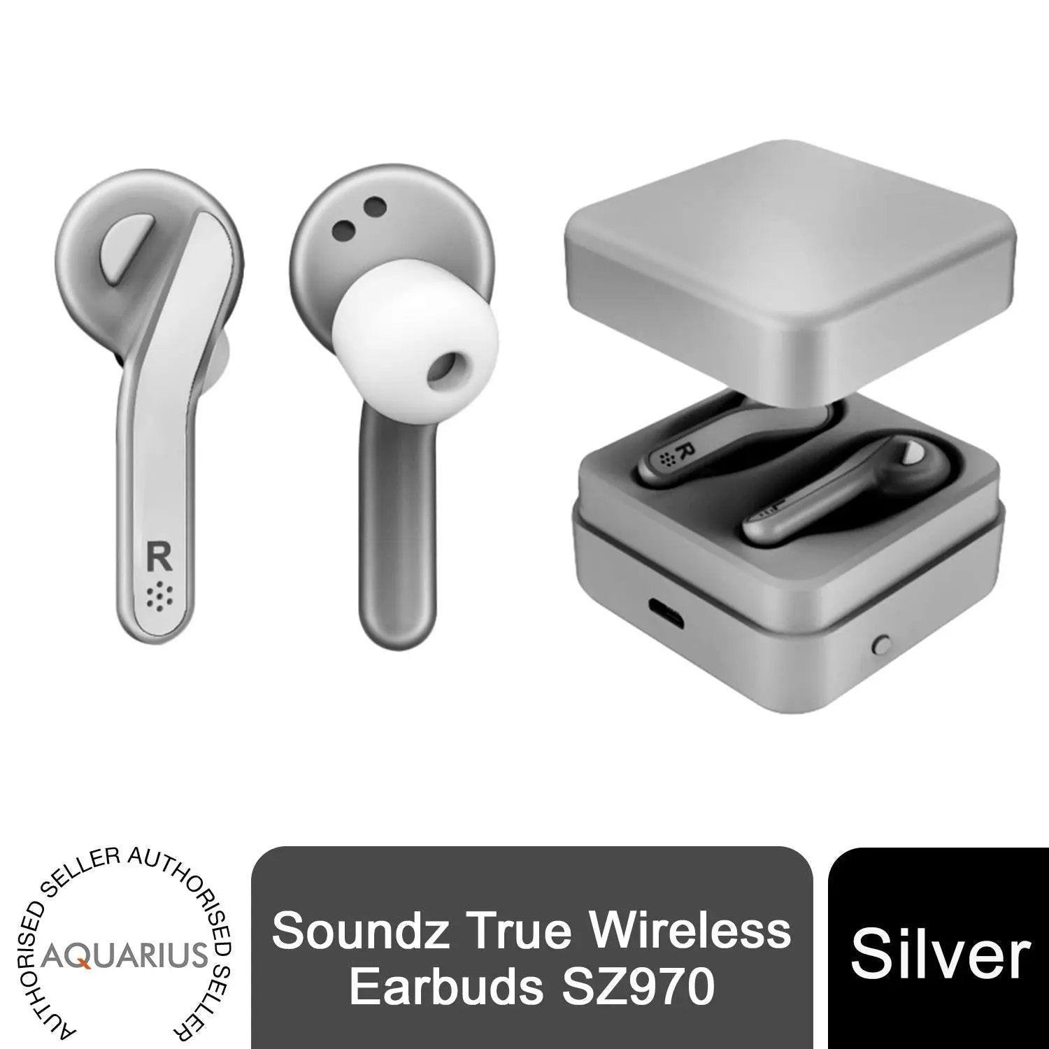 Soundz True Wireless Earbuds SZ970- Silver Aquarius