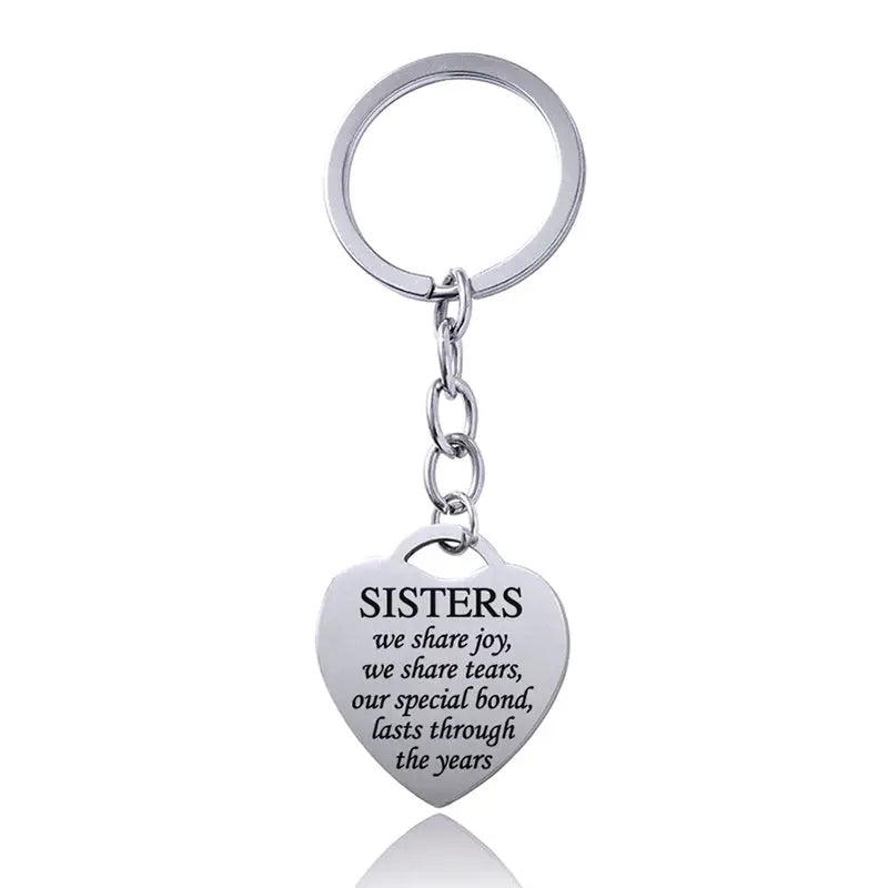 Stainless Steel Heart Sisters Best Friends Inspirational Keychains Charge Hub X