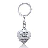 Stainless Steel Heart Sisters Best Friends Inspirational Keychains Charge Hub X