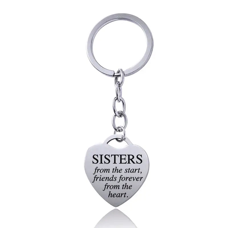 Stainless Steel Heart Sisters Best Friends Inspirational Keychains Charge Hub X