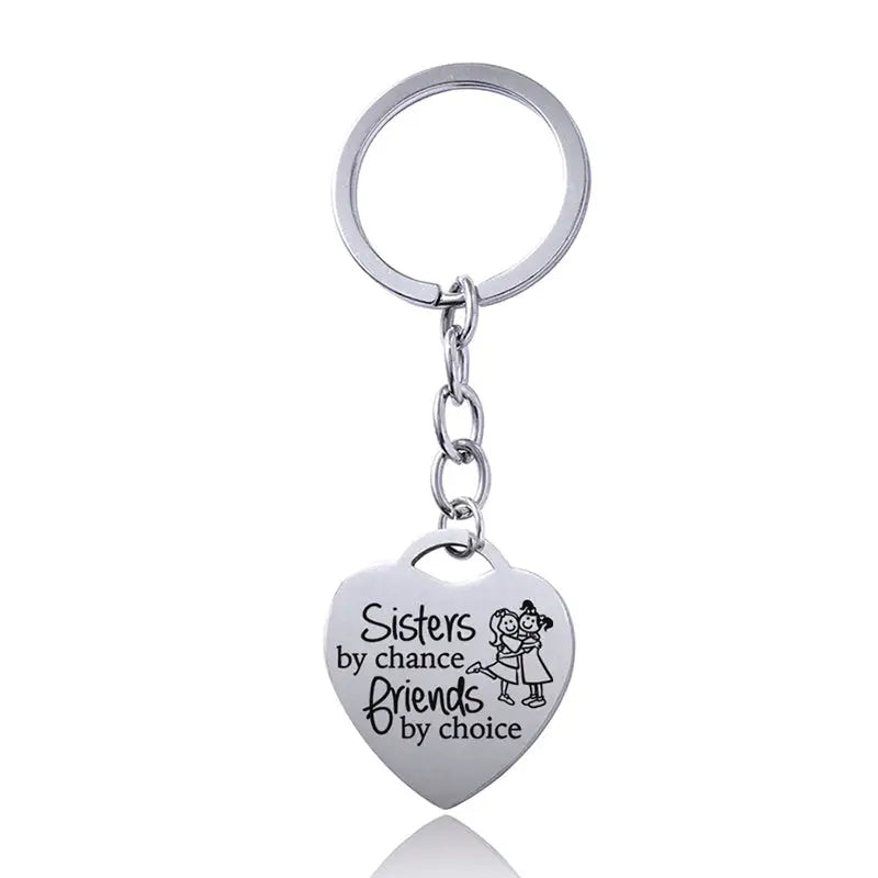 Stainless Steel Heart Sisters Best Friends Inspirational Keychains Charge Hub X