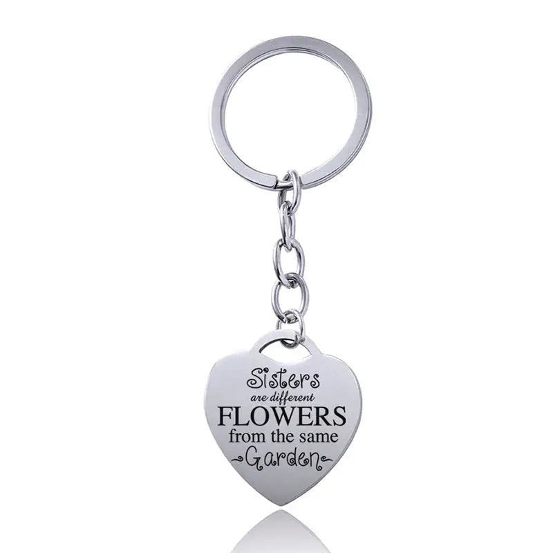 Stainless Steel Heart Sisters Best Friends Inspirational Keychains Charge Hub X