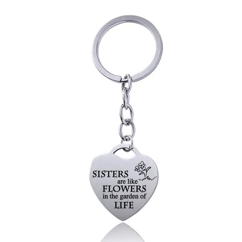 Stainless Steel Heart Sisters Best Friends Inspirational Keychains Charge Hub X