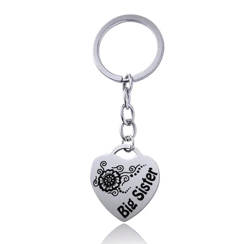 Stainless Steel Heart Sisters Best Friends Inspirational Keychains Charge Hub X