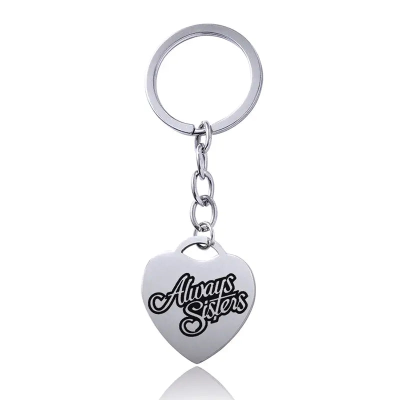 Stainless Steel Heart Sisters Best Friends Inspirational Keychains Charge Hub X