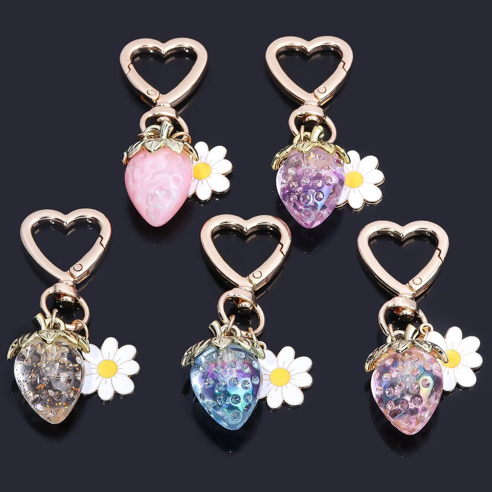 Strawberry Heart-shaped Keychain Accessory Pendant Charge Hub X