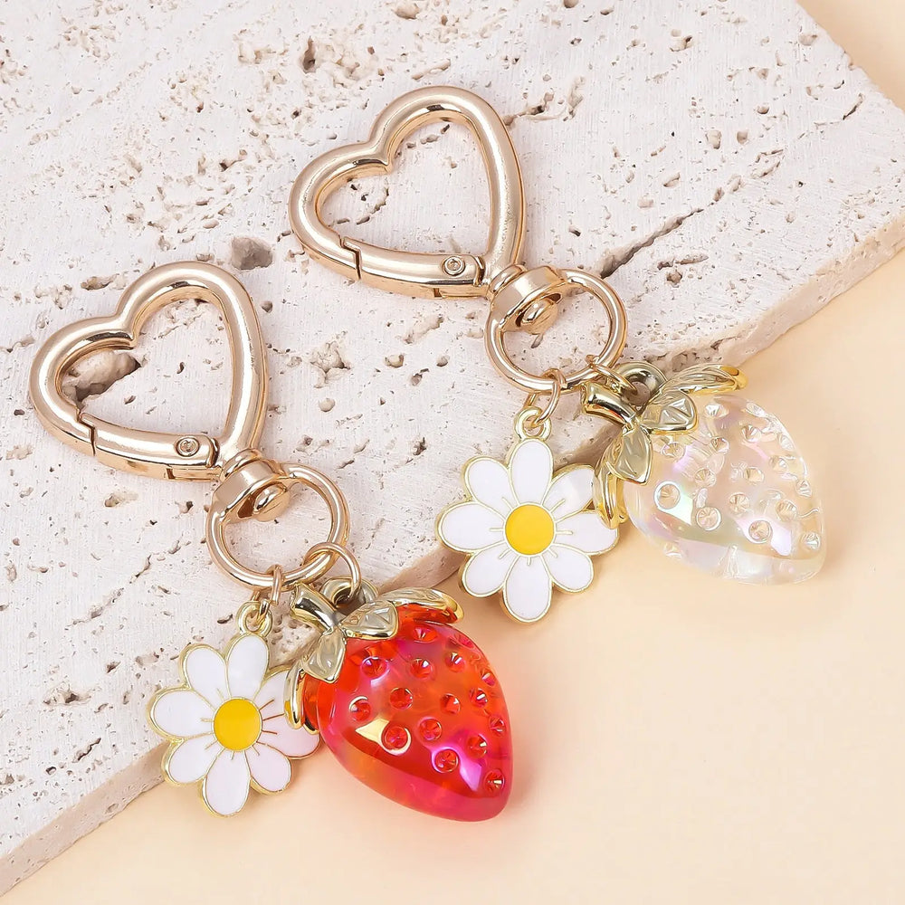 Strawberry Heart-shaped Keychain Accessory Pendant Charge Hub X