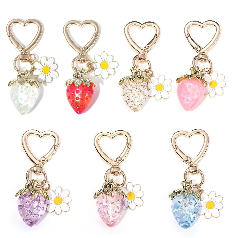 Strawberry Heart-shaped Keychain Accessory Pendant Charge Hub X