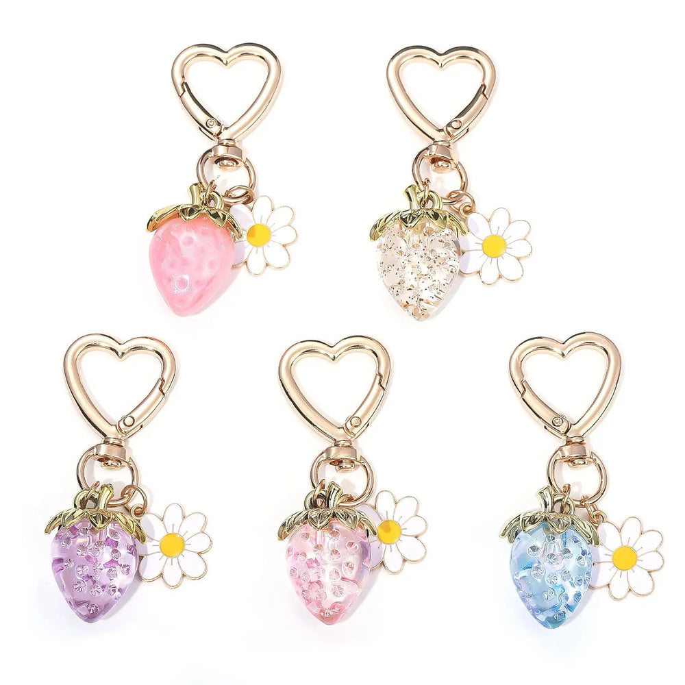 Strawberry Heart-shaped Keychain Accessory Pendant Charge Hub X