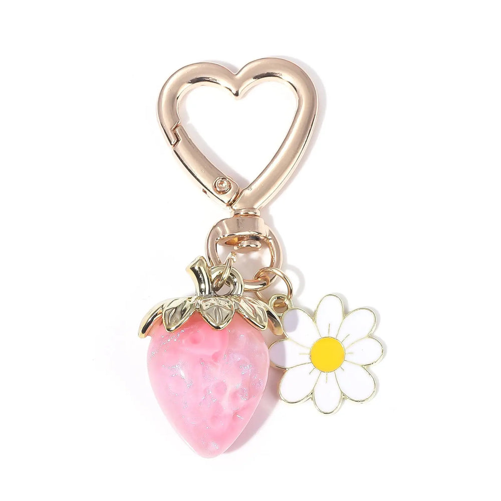 Strawberry Heart-shaped Keychain Accessory Pendant Charge Hub X