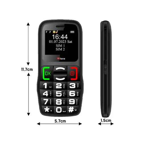 TTfone TT220 Big Button Mobile Phone for the Elderly with Emergency Assistance button, talking keys, long battery life, torch, Simple easy to use with USB Cable EE Pay as you go TTfone