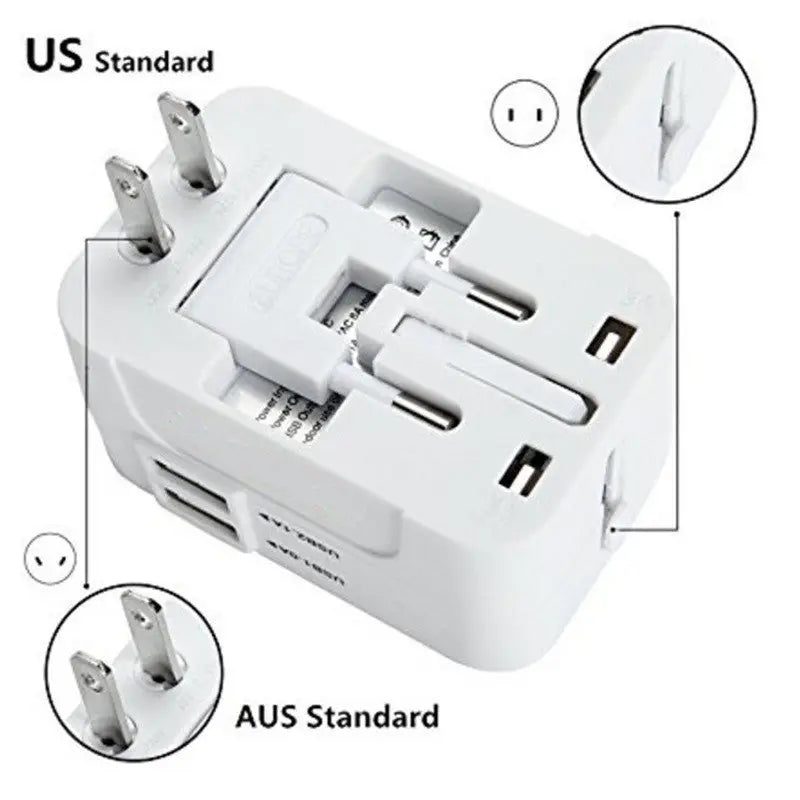 Travel Universal Conversion Plug Dual USB Charge Hub X