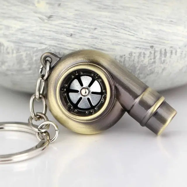 Turbo Keychain Metal Whistle Sound Supercharger Charge Hub X