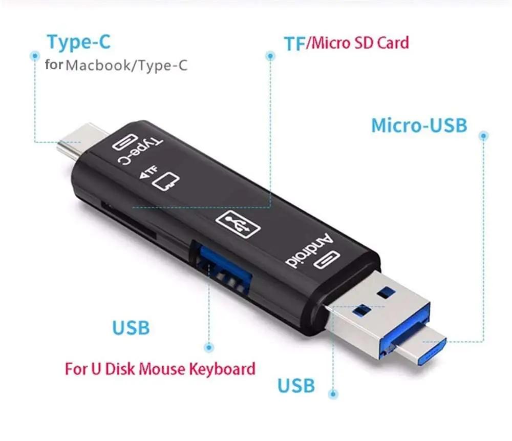 Type-C Micro USB To OTG Hub Adapter With TF Card Reader Charge Hub X