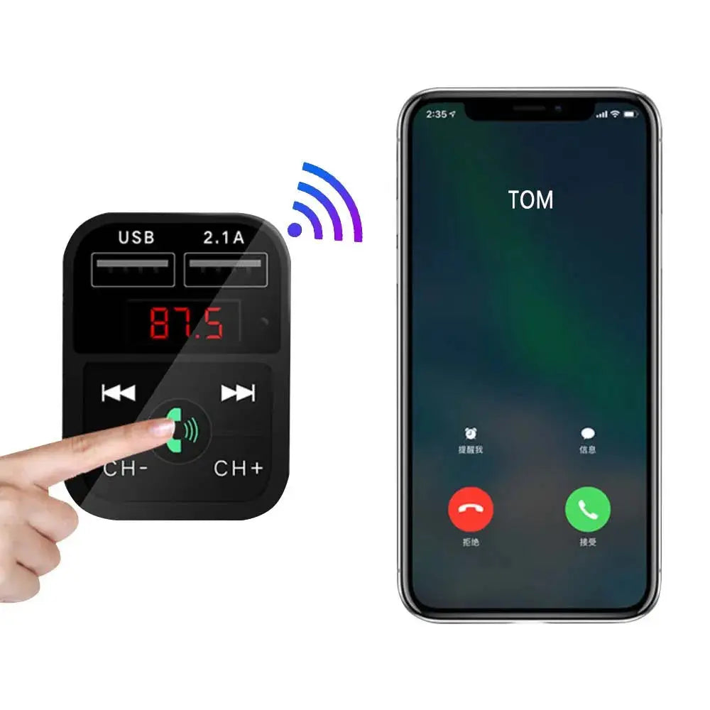 Vibe Geeks 3-in-1 Car Wireless Car Bluetooth FM Transmitter Vibe Geeks