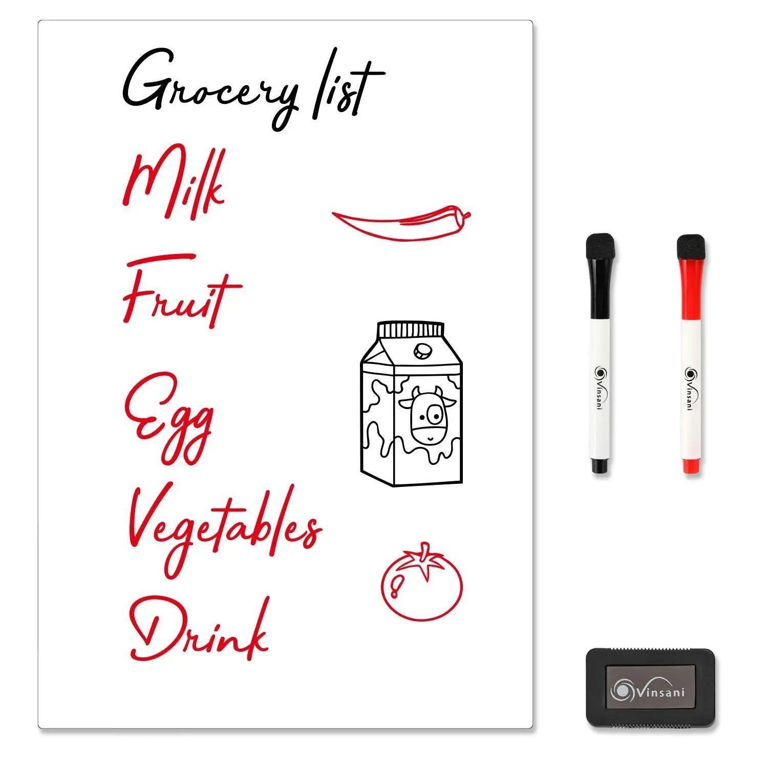 Vinsani A3 Whiteboard w/ 2 Markers and Eraser 0000140 Vinsani